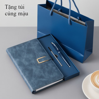 A5 Da PU Notebook Bộ Quà Tặng Bút Kim Loại Nạp Lại Bìa Cứng Tạp Chí Văn Phòng Họp Người Lập Kế Hoạch