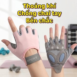 Găng tay tập thể dục unisex với lòng bàn tay silicone grip, hỗ trợ cổ tay, thoáng khí cho yoga và đi xe đạp