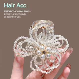 Kẹp Tóc Hoa Trắng Ngọc Trai Cho Tóc Đĩa Nhỏ, Phong Cách Nhẹ Nhàng và Cao Cấp