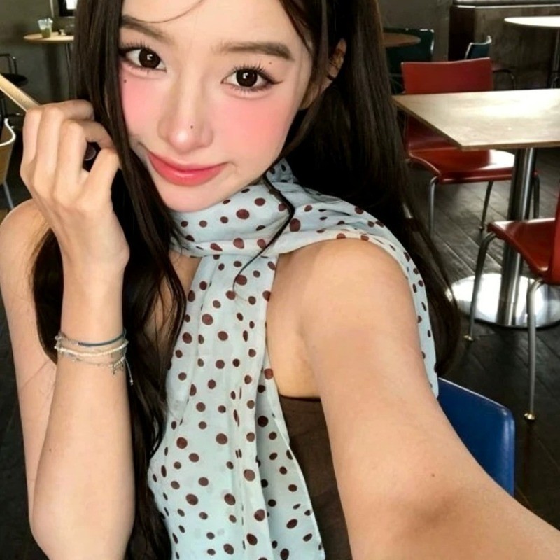 Thắt lưng Hàn Quốc Khăn lụa nữ Thời trang Màu cà phê Khăn lụa mùa hè