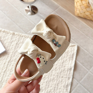 Dép Hello Kitty Thời Trang Bé Gái Có Nơ Trẻ Em Hoạt Hình Xăng đan Công Chúa Thoải Mái Đế Mềm Trẻ Em Giày Đi Biển Mùa Hè