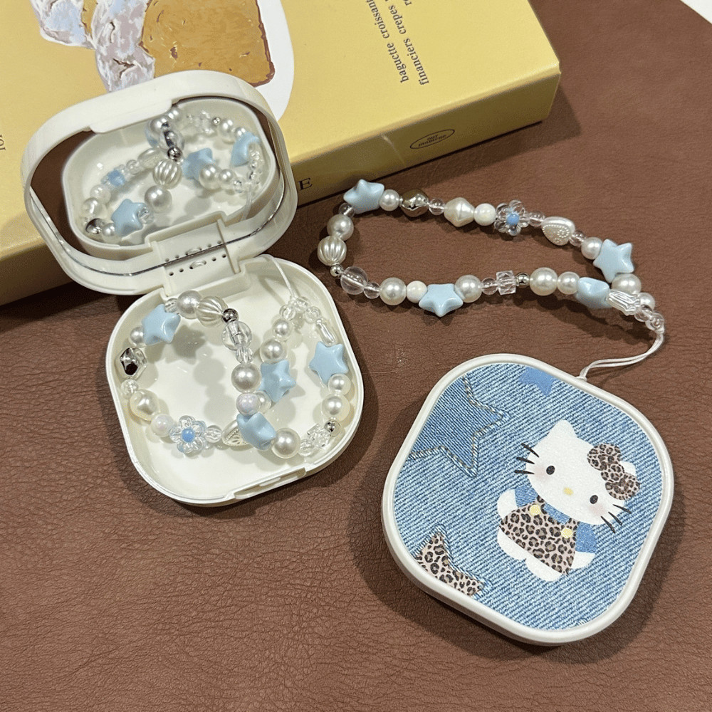 Khay Đựng Niềng Răng Kèm Dây Đeo Đính Hạt Hộp Đựng Hàm Duy Trì Có Gương Nắp Đậy Tiện Lợi