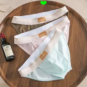 Quần Lót Nam Cotton Nguyên Chất Thấp Eo Màu Tam Giác Mỏng Phong Cách Thoáng Khí Một Mảnh Liền Mạch