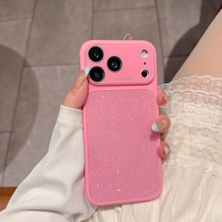 Phim Bảo Vệ Ống Kính Màu Kẹo Lấp Lánh Bột Ốp Lưng Điện Thoại iPhone 17Promax 17Pro 13 14 15 16 Pro Max Silicon Chống Sốc Nữ Vỏ Di Động