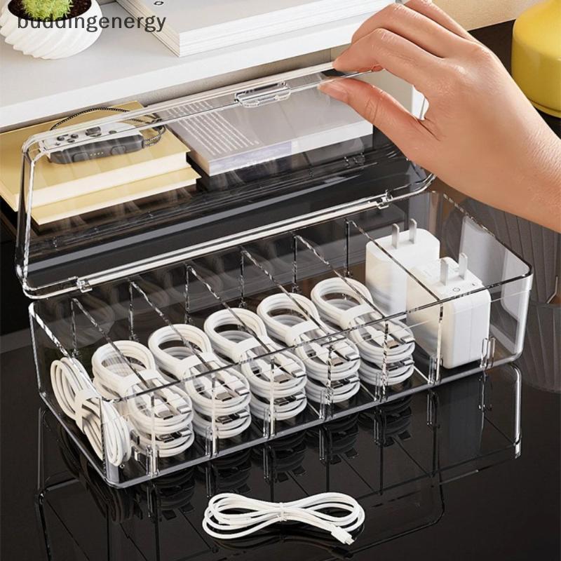 {BUDDI} Hộp đựng điện thoại di động bằng nhựa trong suốt và hộp lưu trữ cáp dữ liệu Lưu trữ đa chức năng cho văn phòng {buddingenergy}