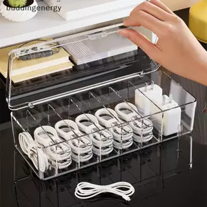 {BUDDI} Hộp đựng điện thoại di động bằng nhựa trong suốt và hộp lưu trữ cáp dữ liệu Lưu trữ đa chức năng cho văn phòng {buddingenergy}