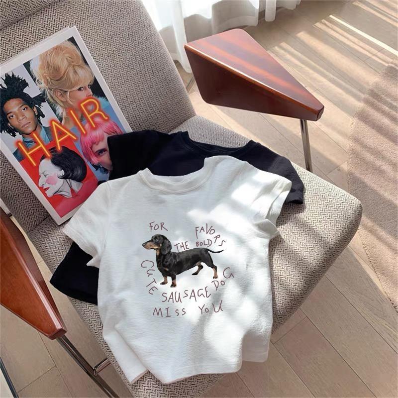 BOOM Áo Baby Tee Nữ Cotton Ôm Body-Áo Thun Ngắn Tay Y2K In Hình PhongCách Mùa Hè, Cổ Tròn Hàng Đầucách hàn quốc phongV20