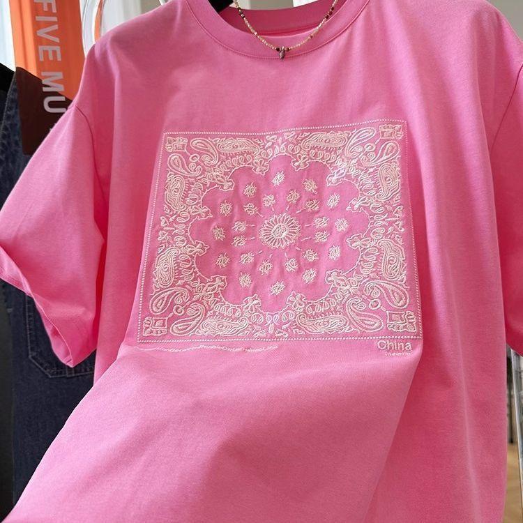 [Khuyến mãi trong thời gian có hạn] Áo thun ngắn tay in hình Niche Design Sense Street Wear dành cho nữ mùa hè dáng rộng phong cách lười biếng All-Ma
