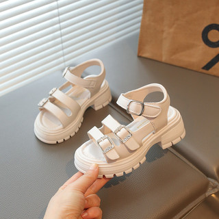Bé Gái Chunky La Mã Dép 2026 Mùa Hè Mới Cho Trẻ Em Đi Biển Có Dây Đeo Khóa Đế Mềm Cổ Điển Sang Trọng Phong Cách Boho Giày