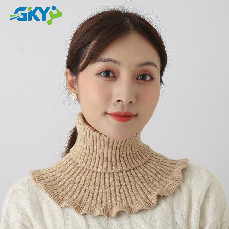 GKY Giữ ấm và lạnh ngoài trời Phụ nữ Dệt kim ấm áp Cổ áo giả Thiên Rùa Khăn quàng cổ giả có thể tháo rời Ne Khăn quàng cổ GKY