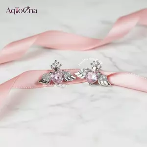 AqToCna Thời Trang Xương Tai Trái Tim Cánh Bông Tai Nữ Lấp Lánh Thời Trang Phụ Kiện Tiệc Hàng Ngày Văn Phòng Nhìn AqToCna