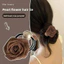 Dây buộc tóc ngọc trai hồng Hoa Scrunchies Dây buộc tóc co giãn cho nữ