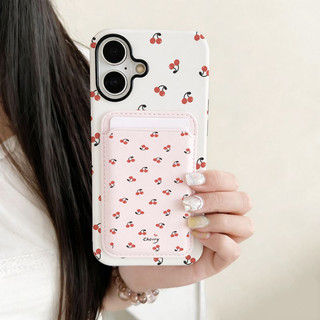 Ốp bảo vệ họa tiết anh đào màu đỏ cho iPhone 11 12promax 13pro15pro 15promax 14 14promax 14pro 16 pro max 16 plus 17 17promax ốp lưng hai trong một