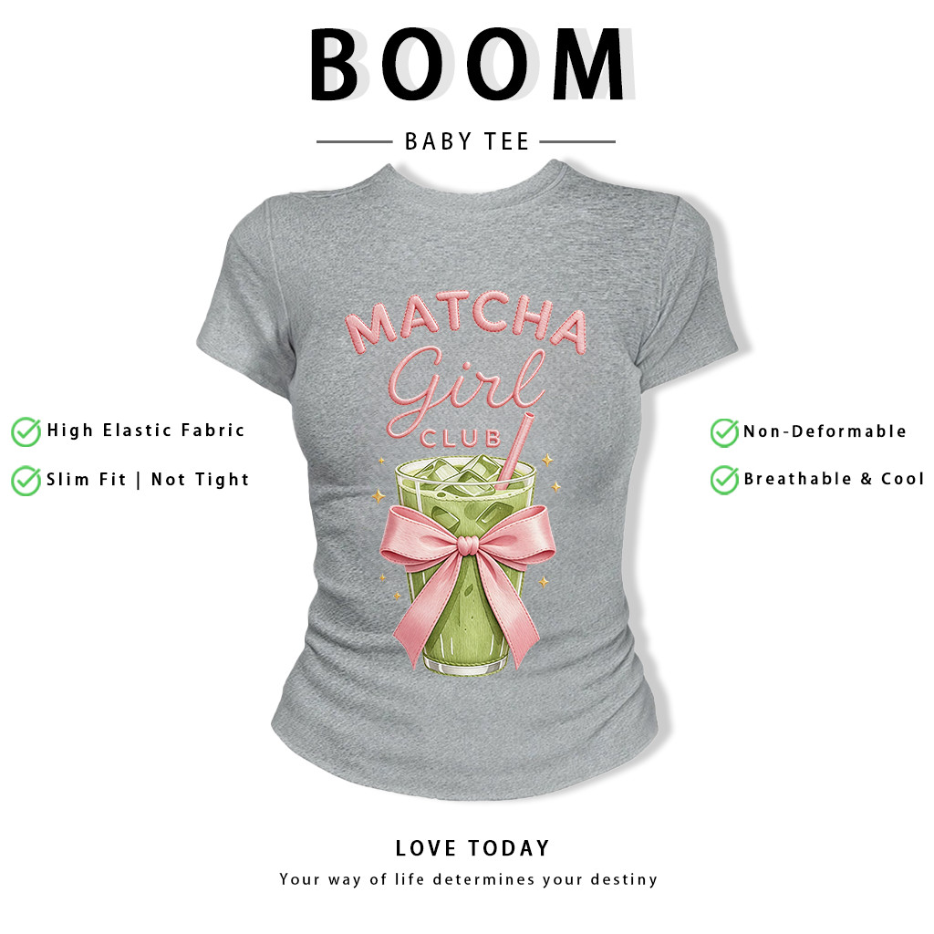 BOOM Áo Baby Tee Nữ Cotton Ôm Body-Áo Thun Ngắn Tay Y2K In Hình PhongCách Mùa Hè, Cổ Tròn Hàng Đầucách hàn quốc phongG26