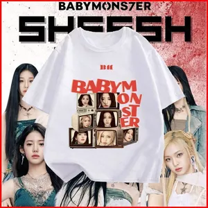 YB1 BABYMONSTER RAMI AHYEON RORA ASA RUKA CHIQUITA PHARITA Áo thun mùa hè 3D dành cho trẻ em Áo ngắn tay BY1