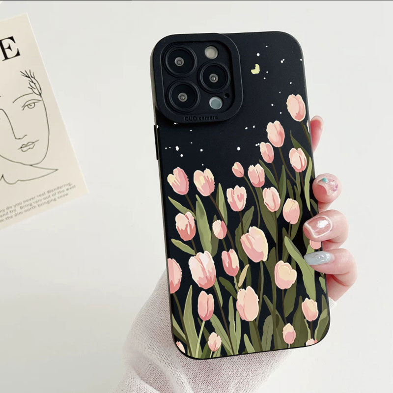 Ốp lưng iPhone Vỏ máy ảnh silicon họa tiết hoa may mắn - iP 7/8/X/XS/XR/11/12/13/14/15/16/17/Plus/Air/Pro/Max
