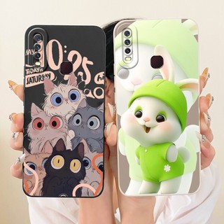 Dành Cho Vivo Y12 Y15 Y17 Y11 Y12i 1906 1901 1902 1904 1940 Ốp Điện Thoại Với Họa Tiết Thỏ Mèo Hoạt Hình Dễ Thương Bảo Vệ Ống Kính Silicon Mềm TPU