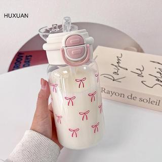 HUXUAN Bình Nước Trẻ Em Chống Rò Rỉ Dễ Thương Có Ống Hút, Cốc Nhựa Di Động Bật Lên Nắp RFT