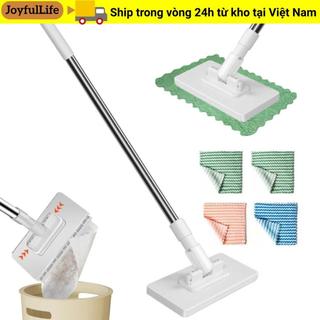 Cây lau nhà rảnh tay JOYFULLIFE, 360° Cây lau bụi kẹp đầu xoay, với 3 loại vải có thể tái sử dụng Kẹp lau nhà tự động Làm sạch sàn