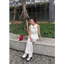 Set linen áo peplum sát nách cổ sen nẹp li xoè + quần suông ống rộng có túi dễ thương, nữ tính MyaHouse