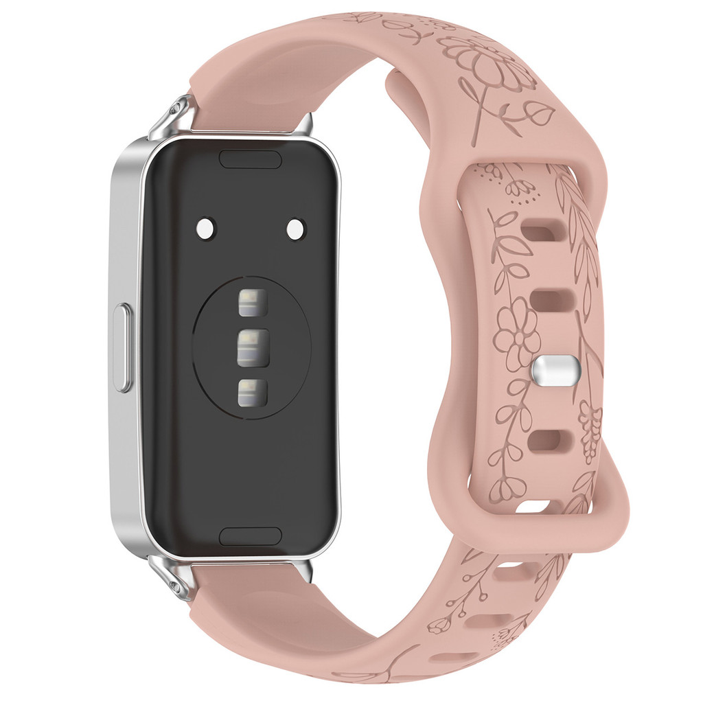 Dây đeo họa tiết chạm khắc hoa hướng dương cho Huawei Band 11 / 11Pro / 10 8 9 Dây đeo đồng hồ mềm có thể điều chỉnh có thể thay thế