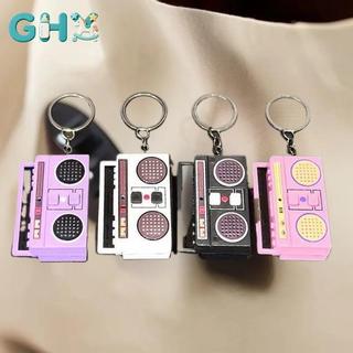 GHX 1 Miếng Mini Ghi Âm Mặt Dây Chuyền Sáng Tạo Ngộ nghĩnh Mini Đài Phát Thanh Đồ Chơi Âm Nhạc Túi Cổ Điển Trang Trí Móc Khóa Cặp Đôi Quà Tặng VN