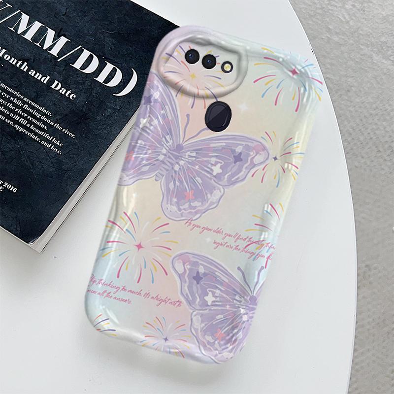Ốp Lưng Cho OPPO A5S A12 F9 F9 Pro Phim Hoạt Hình Kem Cặp Đôi Bướm Mềm TPU 3D Sóng Silicon Vỏ Điện Thoại