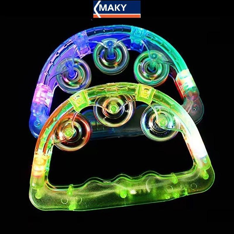 MAKY Đèn LED Sáng Lên Đồ Chơi Cảm Giác Nhấp Nháy Tambourine Nhạc Cụ Lắc Đảng Bầu Không Khí Đồ Chơi Trẻ Em Màu Ngẫu Nhiên VN