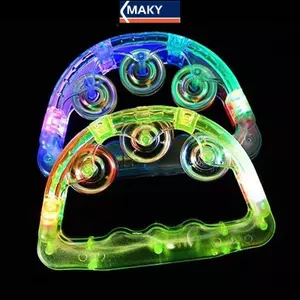 MAKY Đèn LED Sáng Lên Đồ Chơi Cảm Giác Nhấp Nháy Tambourine Nhạc Cụ Lắc Đảng Bầu Không Khí Đồ Chơi Trẻ Em Màu Ngẫu Nhiên VN
