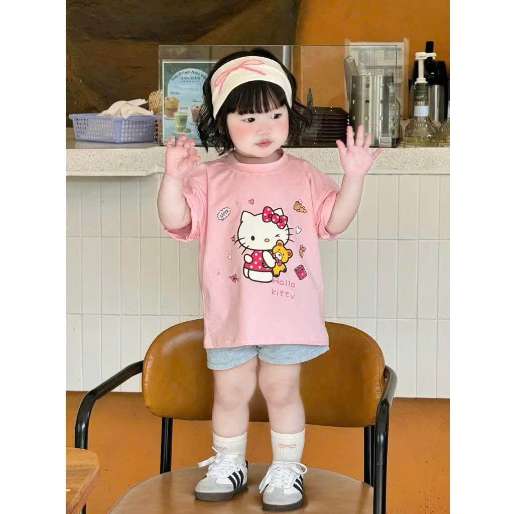 Sét Bé Gái HỌA TIẾT MICKY MÈO QC65 K.Kid Bộ Mùa Hè Chất Cotton Mềm Mát Size 8-20kg M88