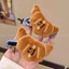 Kẹp Tóc Bánh Croissant Lông Mềm, Phụ Kiện Tóc Dễ Thương Phong Cách Ngọt Ngào