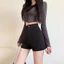 Quần Short Đen Nữ 2024 Ngoài Mặc Cao Cấp Mông Ôm Hơn Nhìn Nóng Bé Gái Skinny Quần Legging Hot Quần Hot 5.12
