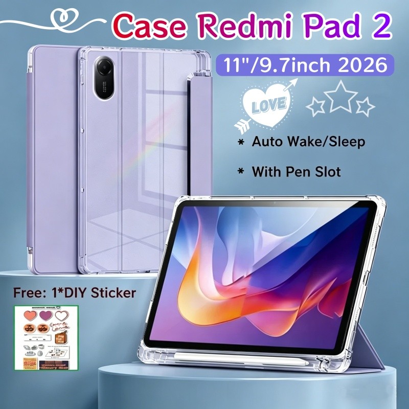 Ốp lưng Redmi Pad 2 11 inch 2026 Redmi Pad 2 9.7 inch Vỏ lật Redmi Pad 2 Pro 12.1 inch Vỏ mềm tự động đánh thức / ngủ Vỏ máy tính bảng