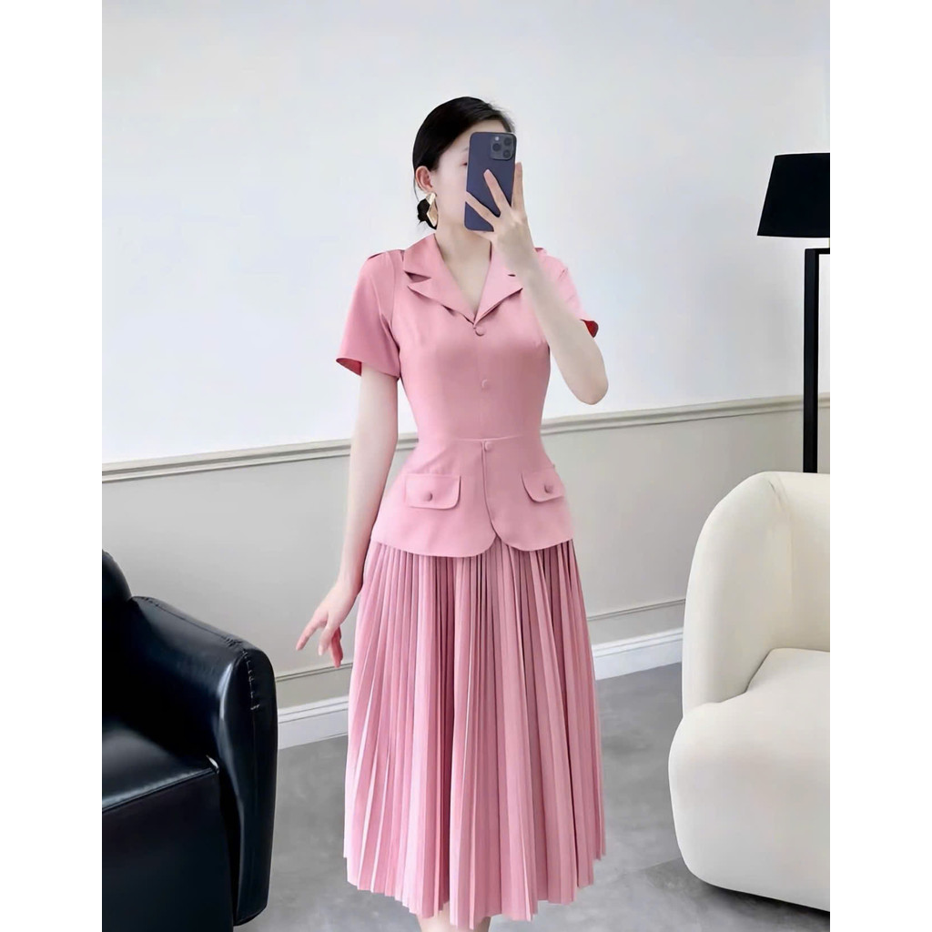 Đầm Nữ DÀI THIẾT KẾ MỚI VEST Phối Chân Váy XẾP LI THỜI TRANG CÔNG SỞ Cực Đẹp HIYU 66 STORE