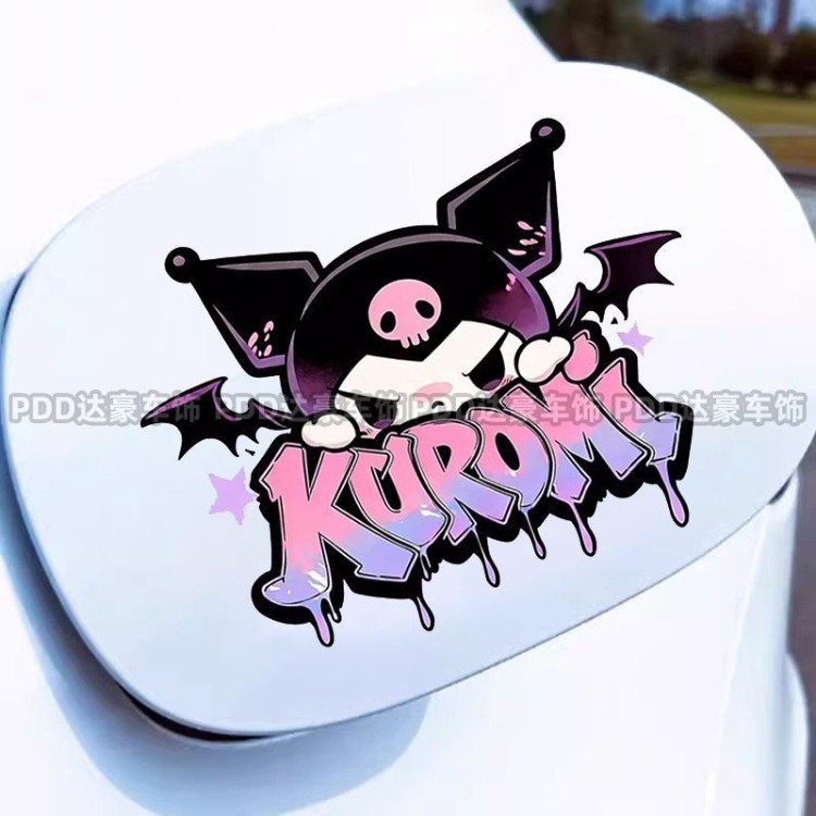 Kuromi Cô Gái Dễ Thương Trái Tim Hoạt Hình Xe Hơi Nhãn Dán Sáng Tạo Độc Đáo Cơ Thể Chặn Miếng Dán