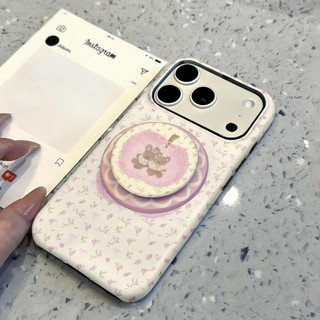 Ốp bảo vệ chân đế họa tiết gấu hoa nhỏ cho iPhone 11 12promax 13pro15pro 15promax 14 14promax 14pro 16 pro max 16 plus 17 17promax ốp lưng hai trong một