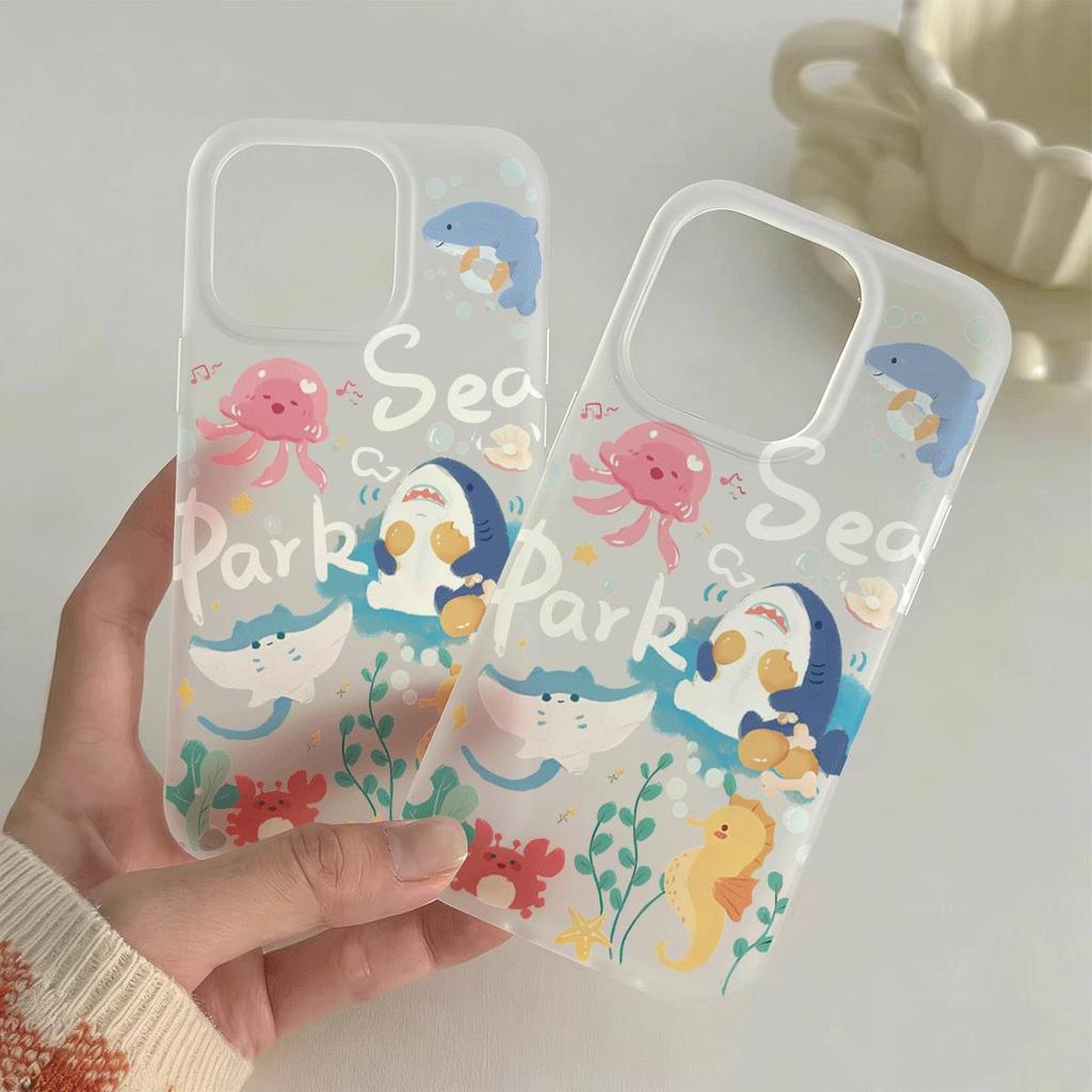 Thế giới biển Đối với trường hợp iPhone 14Pro Da đơn giản và tươi mới 151716