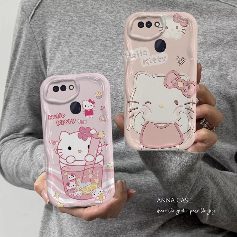 Ốp Lưng Cho OPPO A5S A12 F9 F9 Pro Phim Hoạt Hình Kem Cặp Đôi Mèo Mềm TPU 3D Sóng Silicon Vỏ Điện Thoại