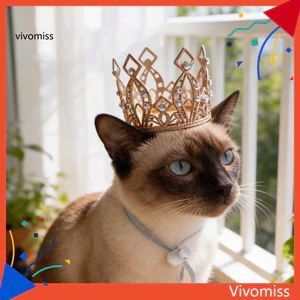 Vương miện thú cưng lấp lánh có thể điều chỉnh với kim cương giả – Tiara dễ thương cho mèo Chó nhỏ Dây rút Mũ tiệc Cosplay Đạo cụ ảnh hoàn hảo cho thú cưng Đông Nam Á cho mèo