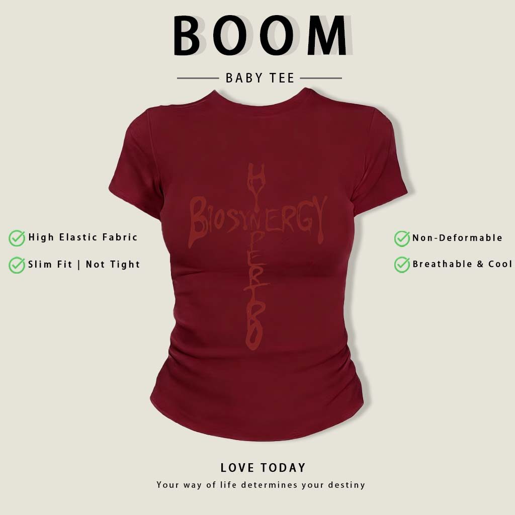 BOOM Áo Baby Tee Nữ Cotton Ôm Body-Áo Thun Ngắn Tay Y2K In Hình PhongCách Mùa Hè, Cổ Tròn Hàng Đầucách hàn quốc phongE60