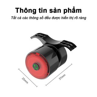 Đèn hậu xe đạp USB sạc lại, chống nước IPX4, cảnh báo phanh thông minh, siêu sáng