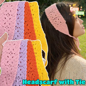 Dây buộc tóc móc nữ phong cách bohemian-dopamine-y2k, kèm khăn trùm đầu và khăn quàng cổ dệt kim thủ công - Đạo cụ chụp ảnh [Giao hàng miễn phí]