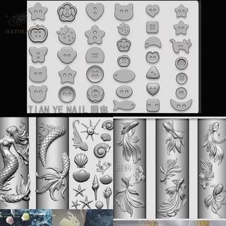 [hatheaven] 3D Silicone Mềm Móng Tay Đại Dương Nàng Tiên Cá Mẫu Móng Tay Nghệ Thuật Khuôn Cá Vàng Koi NútCarves Bản Mẫu Hoạt Hình Cho Móng Tay DIY Phụ Kiện Đẹp