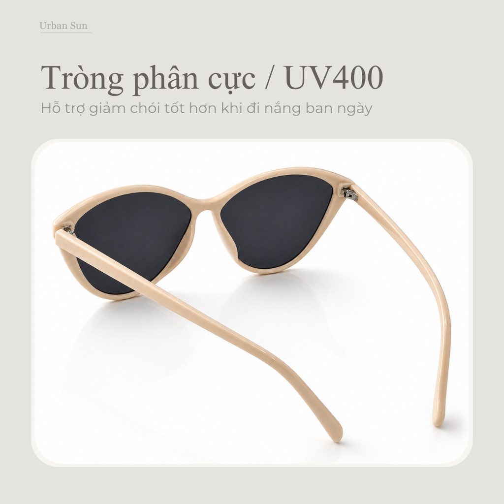 Lensscape Kính mát phân cực nữ dáng mắt mèo gọng TR90 nhẹ UV400 dùng khi đi nắng ban ngày