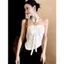 Milyfashion Ống Top Kim Loại Khóa Phong Cách Retro, Viền Dây Cổ Không Đều, Sang Trọng Cho Hot Girl