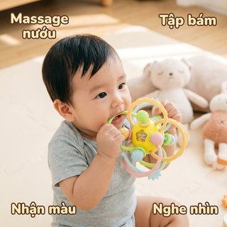 Manhattan Ball Bé Miếng Dán Silicone Lục Lạc Mềm Tay Cầm Đồ Chơi Cảm Giác Nhai Đồ Chơi Trẻ Sơ Sinh Cũi Xe Đẩy
