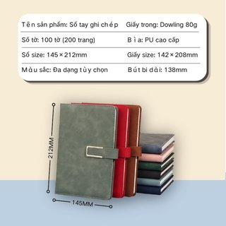 A5 Da PU Notebook Bộ Quà Tặng Bút Kim Loại Nạp Lại Bìa Cứng Tạp Chí Văn Phòng Họp Người Lập Kế Hoạch