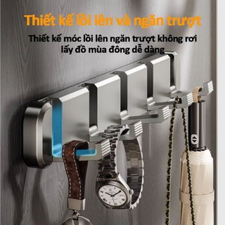 Móc Treo Tường Có Thể Gập Lại Dính Áo Giá Abs Phòng Tắm Nhà Bếp Vô Hình Không Khoan 4 5 6 Móc