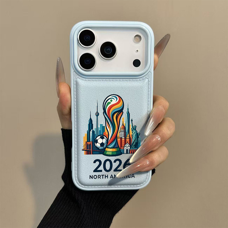 Ốp lưng da PU cao cấp World Cup 2026 North America chống sốc, bảo vệ toàn diện Cấp iPhone 17/16/15/14/13/12/11/X/XS Max