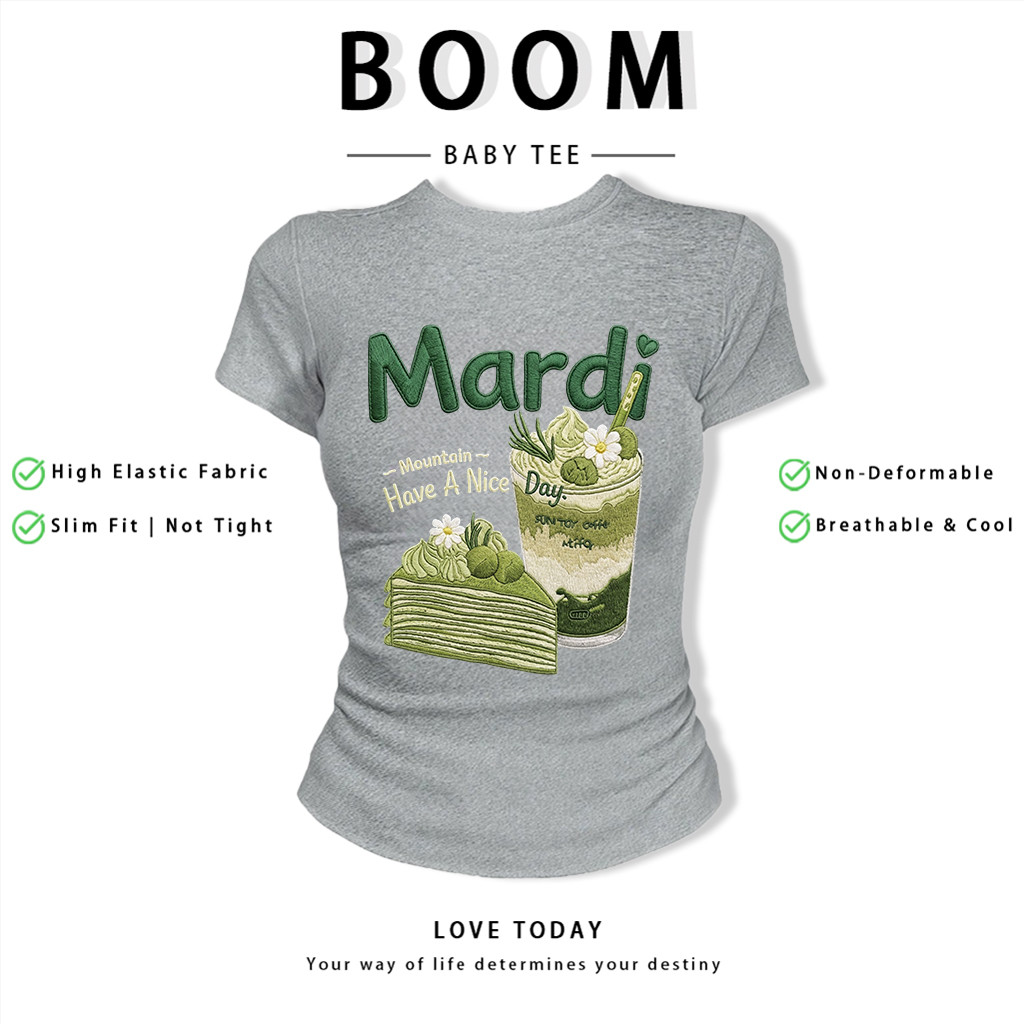BOOM Áo Baby Tee Nữ Cotton Ôm Body-Áo Thun Ngắn Tay Y2K In Hình PhongCách Mùa Hè, Cổ Tròn Hàng Đầucách hàn quốc phongA36